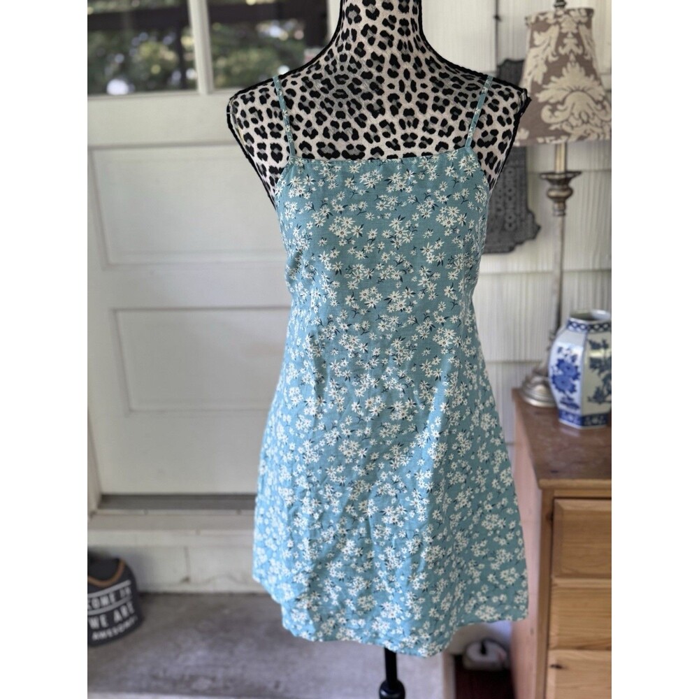 American Eagle Cami Floral Back Tie Cami Dress Green SZ S Cottage Fairy